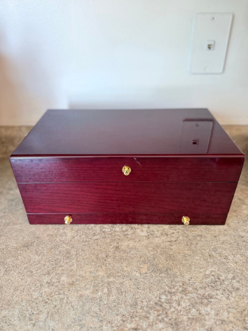 "For Your Ease Only" By Lori Greiner Jewelry Box  Cherry Wood  14.25x8.25x6 inch